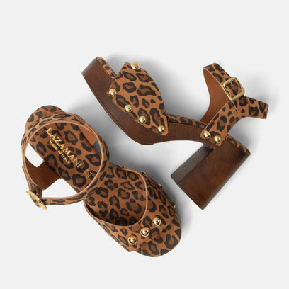 Luisa Damen Wildleder-Clogs Leopard