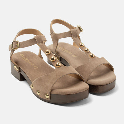Ola Damen Wildleder-Clogs Taupe