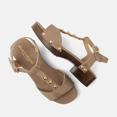 Ola Damen Wildleder-Clogs Taupe