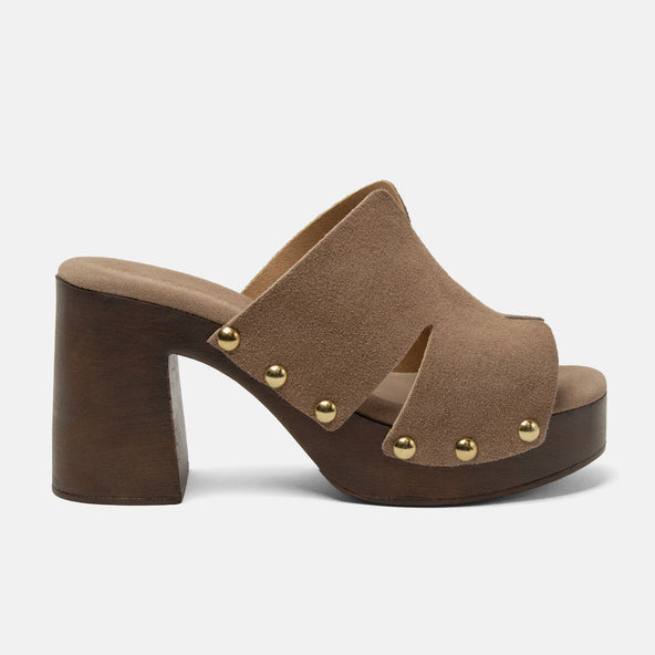 Juna Damen Wildleder-Clogs Taupe