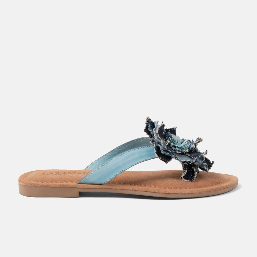 Peony Damen Leder-Zehentrenner Denim