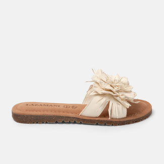 Zinnia Damen Leder-Pantoletten Offwhite