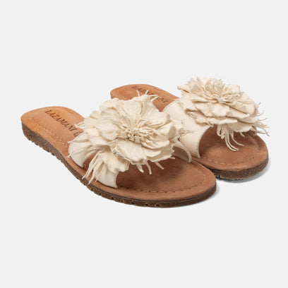 Zinnia Damen Leder-Pantoletten Offwhite