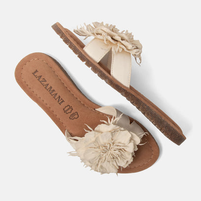 Zinnia Damen Leder-Pantoletten Offwhite