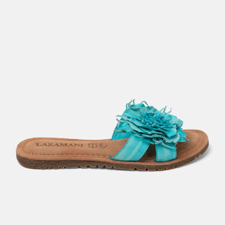 Zinnia Damen Leder-Pantoletten Turquoise