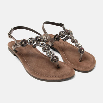 Luz Damen Leder-Sandalen Pewter