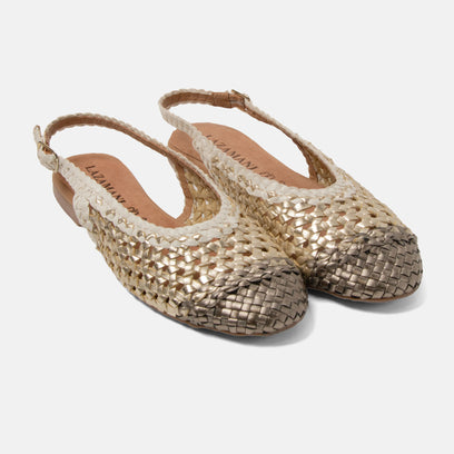 Novia Damen Leder-Ballerinas Gold