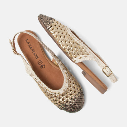 Novia Damen Leder-Ballerinas Gold