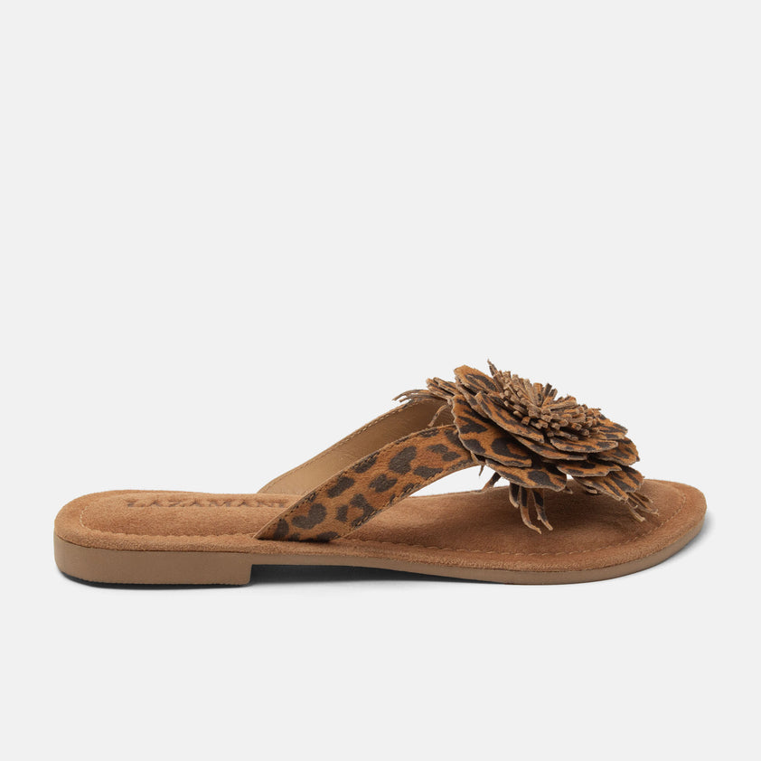 Nomi Damen Wildleder-Zehentrenner Leopard