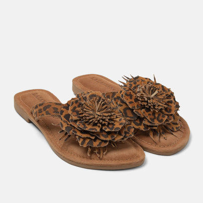 Nomi Damen Wildleder-Zehentrenner Leopard
