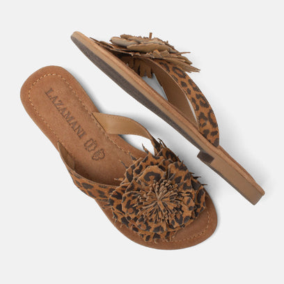 Nomi Damen Wildleder-Zehentrenner Leopard