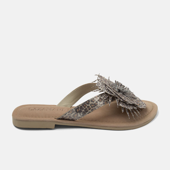 Nomi Damen Wildleder-Zehentrenner Silver Leopard