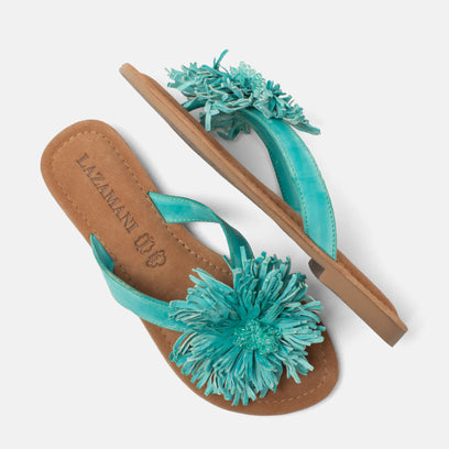 Roza Damen Leder-Zehentrenner Turquoise