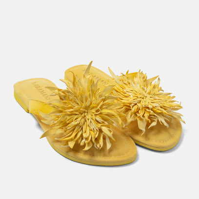 Cynthia Damen Leder-Zehentrenner Yellow
