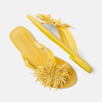 Cynthia Damen Leder-Zehentrenner Yellow