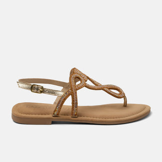 Luus Damen Leder-Sandalen Gold