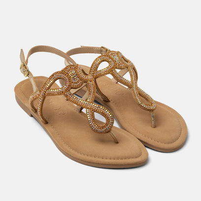 Luus Damen Leder-Sandalen Gold