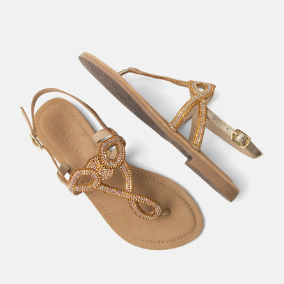 Luus Damen Leder-Sandalen Gold
