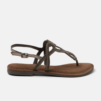 Luus Damen Leder-Sandalen Pewter