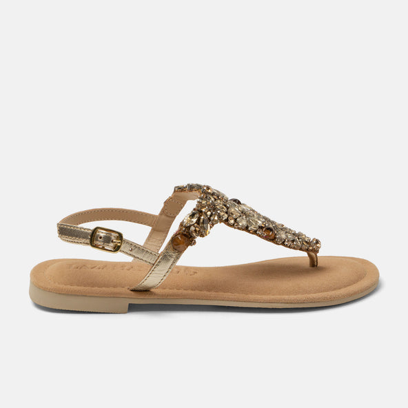Sil Damen Leder-Sandalen Gold