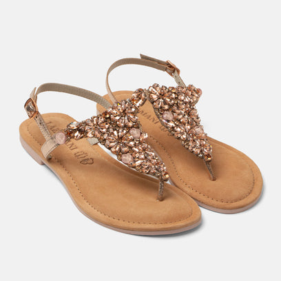 Sil Damen Leder-Sandalen Roségold