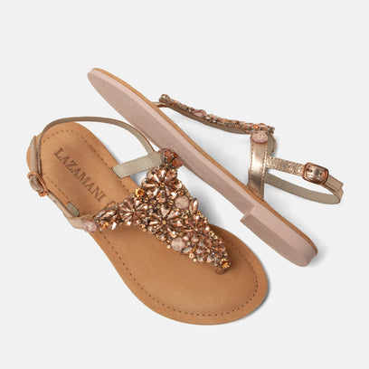 Sil Damen Leder-Sandalen Roségold