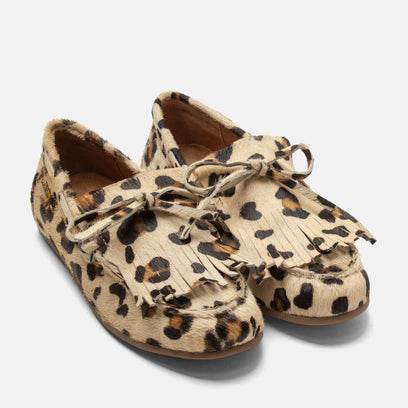 Billy Damen Leder-Mokassins Leopard