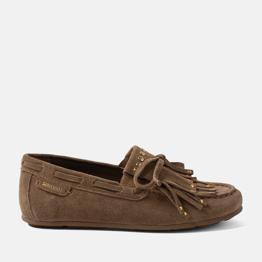 Belle Damen Wildleder-Mokassins Khaki