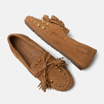 Stella Damen Wildleder-Mokassins Cognac