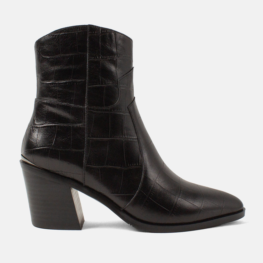 Ot Damen Leder-Stiefeletten Black