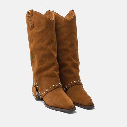 Jane Damen Wildleder-Stiefel Cognac