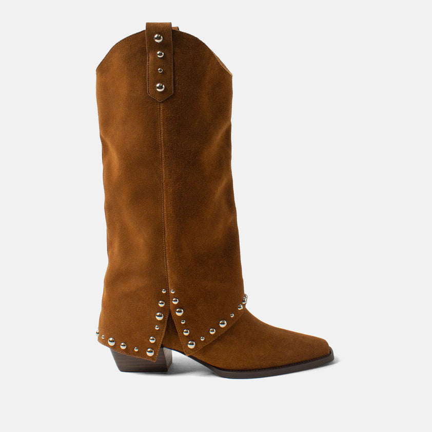 Jane Damen Wildleder-Stiefel Cognac