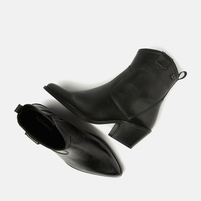 Ambre Damen Leder-Stiefeletten Black