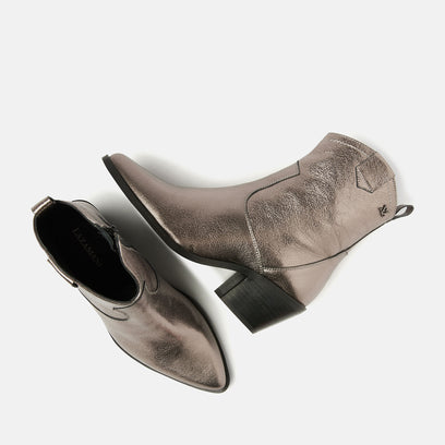 Ambre Damen Leder-Stiefeletten Pewter