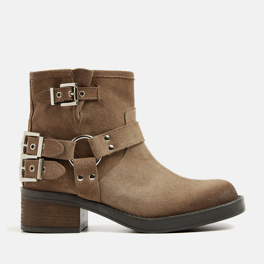 Coco Damen Wildleder Biker Boots Sand