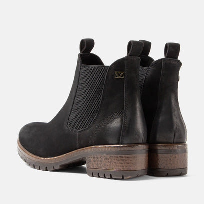 Lia Damen Leder Chelsea-Boots Black