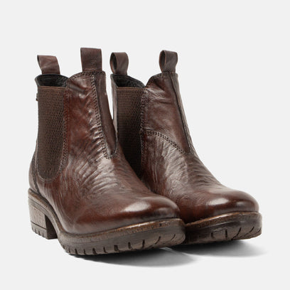 Ria Damen Leder Chelsea-Boots Brown