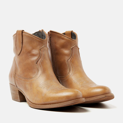 Fleur Damen Western Boots Leder Cognac