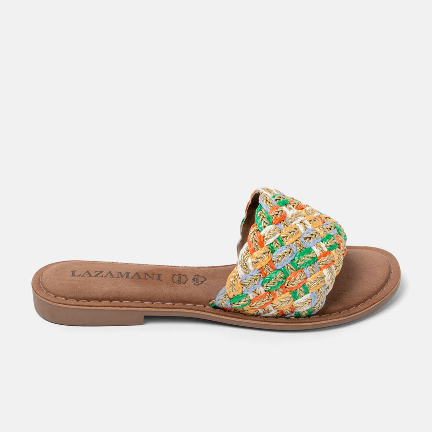 Zita Damen Pantoletten Raffia Multi