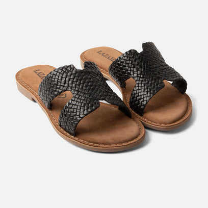 Flor Damen Leder-Pantoletten Black