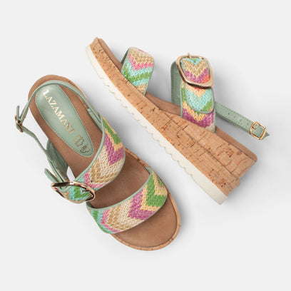 Carla DamenSandalen Raffia Green