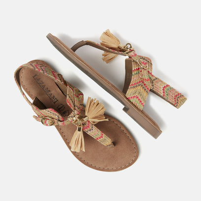 Noa Damen Raffia-Sandalen Brown