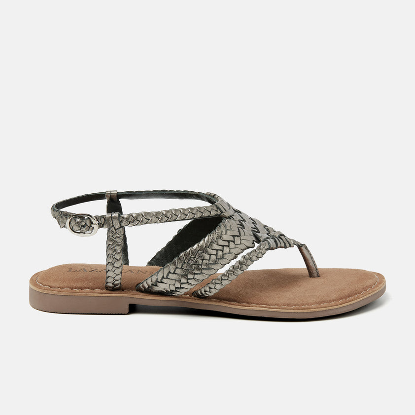 Valerie Damen Ledersandalen Pewter