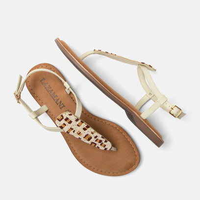 Suvi Damen Leder-Sandalen Offwhite