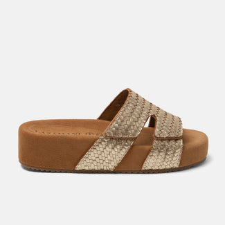 Mille Damen Leder-Pantoletten Gold