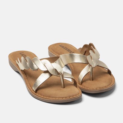 Avi Damen Leder-Zehentrenner Gold