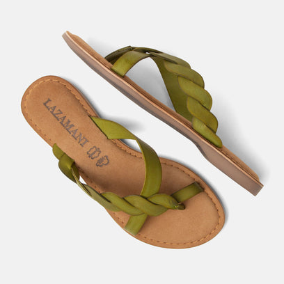 Avi Damen Leder-Zehentrenner Green