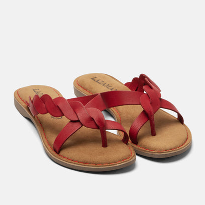 Avi Damen Leder-Zehentrenner Red