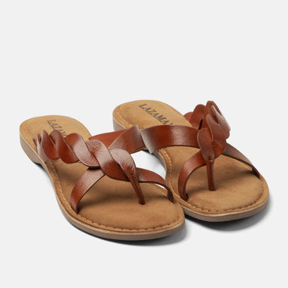 Avi Damen Leder-Zehentrenner Tan
