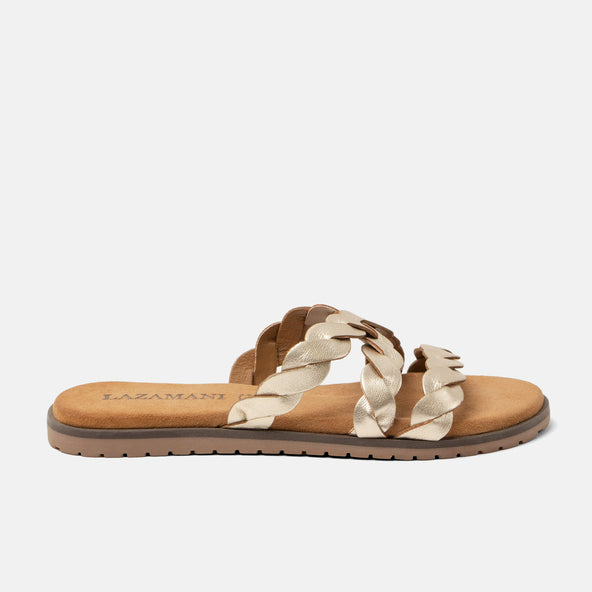 Edsi Damen Leder-Pantoletten Gold